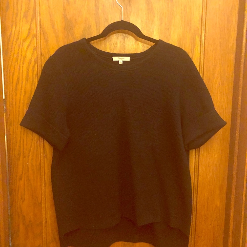 Madewell black cotton knit top